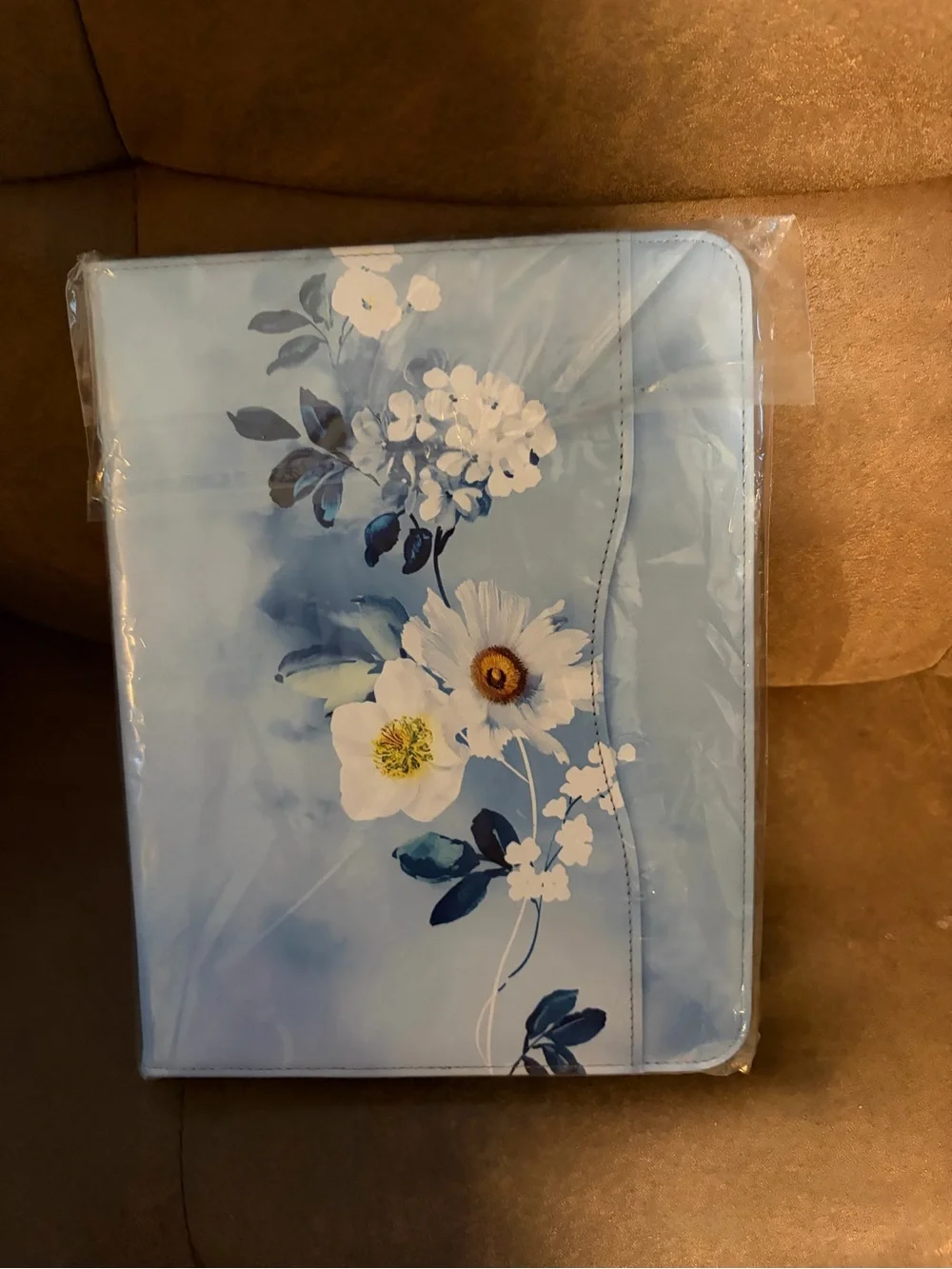 Blue Floral🪻iPad📱Cover w Flip Stand Auto Sleep💤& Pencil🖊️Holder + Pocket